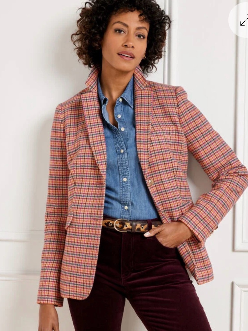 Talbots Classic Shetland Wool Plaid Blazer
